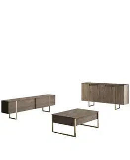 Konzolový stolík Luxe - Walnut, Gold