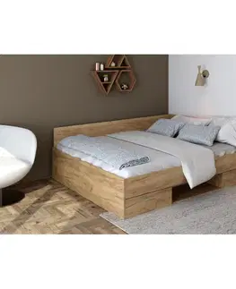 KONDELA Boat 160 posteľový rám s úložným priestorom dub artisan
