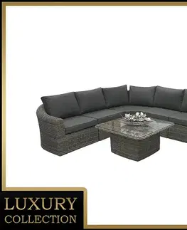 DEOKORK Ratanová modulová zostava BORNEO LUXURY pre 5 osôb (sivá)