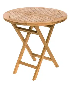 DEOKORK Záhradný skládací stôl IVORY ⌀ 80 cm (teak)