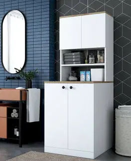 Skriňa nad práčku Kira White and Walnut