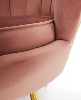 KONDELA Noblin kreslo ružová (Velvet) / zlatá