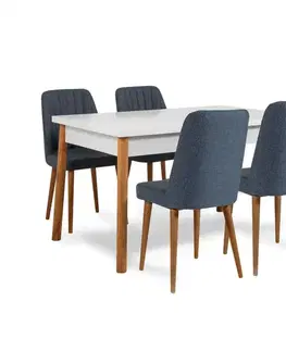 Set stola a stoličiek (5 kusov) Costa White Atlantice-Navy Blue