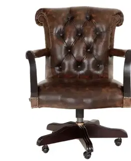 Kancelárska stolička Chesterfield Court z pravej hovädzej kože Whisky
