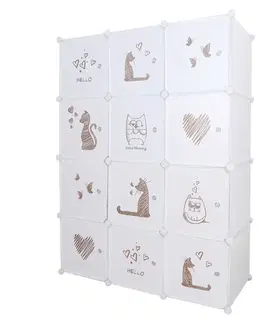 KONDELA Kitaro detská modulárna skriňa biela / hnedý vzor