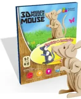Drevené 3D Puzzle Myš