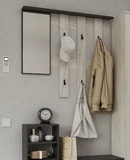 REMO II vešiak zo zrkadlom, craft biely / grafit