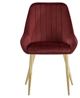 KONDELA Perlia jedálenská stolička bordová (Velvet) / zlatá