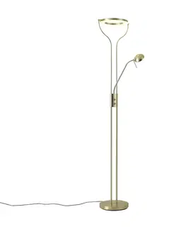 Moderná stojaca lampa zlatá s ramenom na čítanie vrátane LED a stmievača - Divo