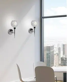 Nástenná lampa ozzo chróm priehľadné tienidlo
