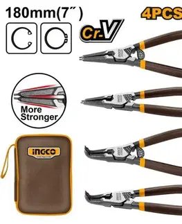 INGCO Kliešte na poistné krúžky 180mm, sada 4ks, INGCO Industrial