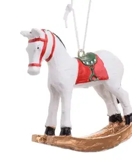 Kinekus Ozdoba závesná kôň hojdací 7 cm, polyrezín, biely