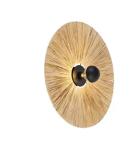 Rustikálna nástenná lampa čierna s lanom 60 cm - Leia