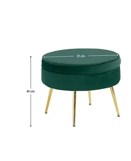 KONDELA Noblin Typ 1 taburetka zelená (Velvet) / zlatá