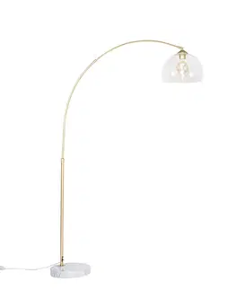 Moderná oblúková lampa mosadz s priehľadným sklom - Arc