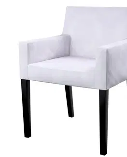 Dekoria Návlek na stoličku s opierkami Nils, biela tkanina s vytkaným ornamentom , návlek na stoličku Nils s opierkami, Damasco, 613-00