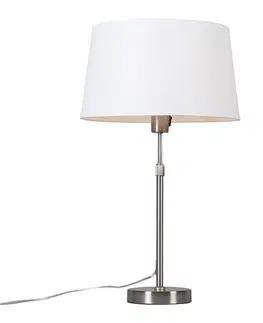 Stolná lampa z ocele s bielym tienidlom 35 cm nastaviteľná - Parte