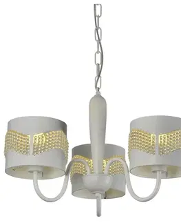 Biela závesná lampa s korálkami Antonio