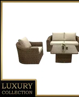 DEOKORK Ratanová modulová zostava BORNEO LUXURY pre 4 osoby (hnedá)
