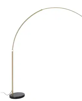 Oblúková lampa mosadz a čierna mramorová základňa nastaviteľná - XXL