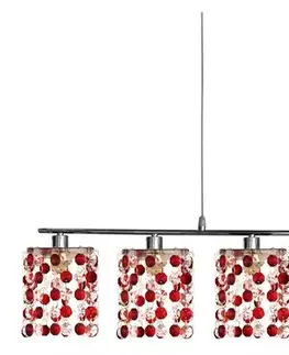 Závesná lampa chróm/červené kryštály 5x40W G9 Classic