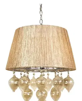 Závesná lampa Elissa v sivej a béžovej farbe na retiazke
