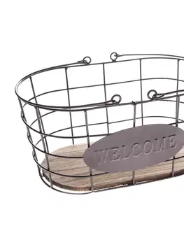 Kovový oválny košík Welcome, 30 x 15 x 18 cm