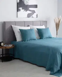 Dekoria Prehoz Linen 260x260cm šedý a modrý, 260 x 260 cm