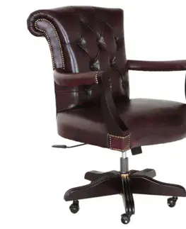 Kancelárska stolička Chesterfield Court z pravej hovädzej kože New Red