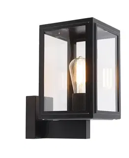 Rustikálna nástenná lampa čierna IP44 - Sutton Up