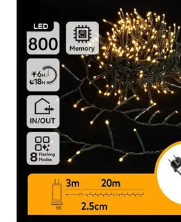  B.V.  - Vonkajšia vianočná LED reťaz 800xLED/8 funkcií 23m IP44 teplá biela B103031OE