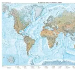 Svet nástenná mapa fyzická lamino+lišta 1:35 000 000