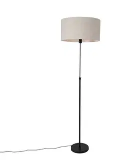 Stojaca lampa čierna nastaviteľná so svetlosivým tienidlom 50 cm - Parte