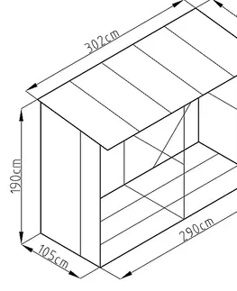 Drevník 302 x 119 cm (šedobiely)