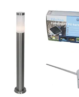 Moderná vonkajšia lampa na stĺp oceľ s opálom 80 cm IP44 - Rox