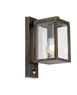 Vonkajšia nástenná lampa starožitné zlato s pohybovým senzorom IP44 - Charlois