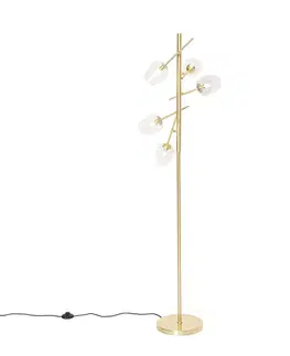 Klasická stojaca lampa zlatá so sklom 5-svetlo - Elien