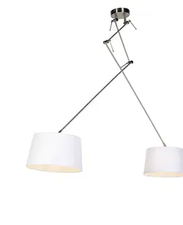 Osvetlenie na zavesenie z ocele s bielymi tienidlami z ľanu 35 cm 2-svetlo - Blitz