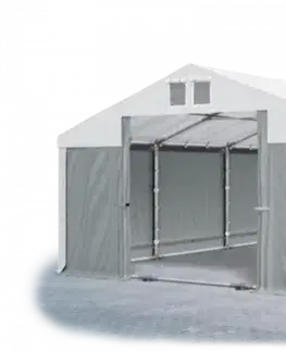 Skladový stan 5x10x2,5m strecha PVC 560g/m2 boky PVC 500g/m2 konštrukcie ZIMA PLUS Bílá Šedá Bílá