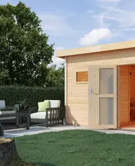Vonkajšia fínska sauna s predsieňou 393 x 231 cm Dekorhome