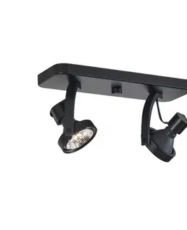 Dizajnový stropný reflektor čierny GU10 70mm 2-svetelný nastaviteľný - Vo