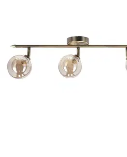 Stropná lampa Rodia s patinovaným pásikom 3x40W g9 jantárové tienidlo