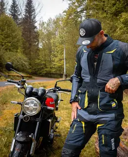 W-TEC Modock bunda čierno-modro-fluo žltá - 3XL