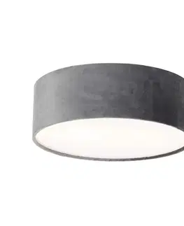 Moderné stropné svietidlo sivé 30 cm so zlatým vnútrom - Drum