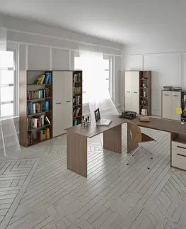 KONDELA Maurus MA11 New rohový pc stolík orech tabacco / kašmír