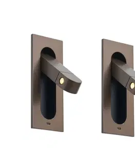 Sada 2 moderných nástenných svietidiel tmavý bronz vrátane LED a portu USB-C - Hilton
