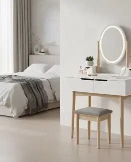 ArtJum Toaletný stolík WERRY s oválnym LED zrkadlom