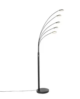 Dizajnová stojaca lampa čierna vrátane 5-žiarovkového stmievateľného LED - Sixties Trento