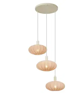 Japandi závesná lampa béžová s látkovým tienidlom 3-svetlá - Bida
