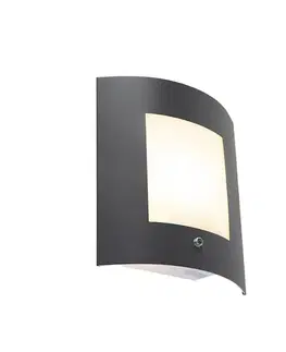 Vonkajšia nástenná lampa antracit IP44 senzor súmraku - Emmerald